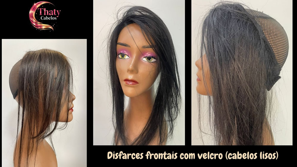 Disfarces frontais com velcros cabelos lisos